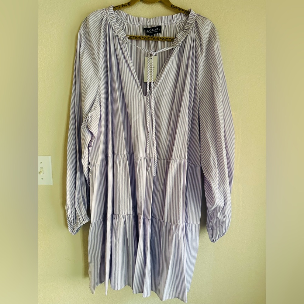 Pretty NWT plus size 26/28 Pleated ELOQUII Striped Knee Length Casual dress
